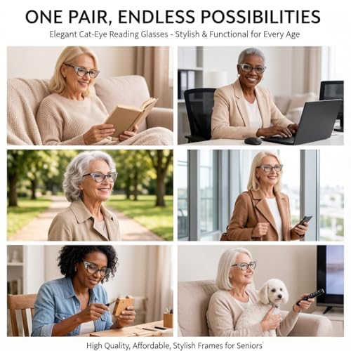 Image of ICARA Sparkling Crystal Retro Cat Eye Frame Bling Rhinestone Reading Glasses for Women Blue Light Blocking Computer Eyeglass