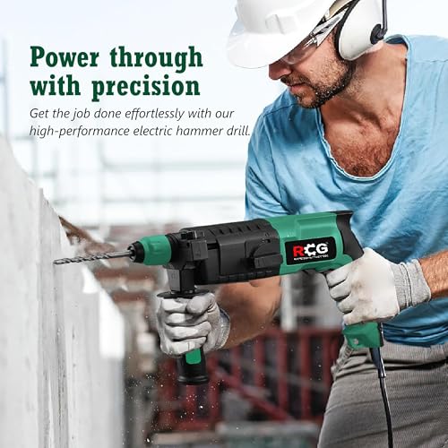 Image of RCG Heavy Duty Rotary Hammer Drill Machine 1800W | 20mm SDS Plus Chuck | 900 RPM | 3 Mode Rotary Hammer & Chisel Functions | Concrete, Brick, Stone & Masonry Drill with Auxiliary Handle(RCG-RH-2.20)