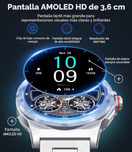 Reloj Inteligente Hombre con 3 Correas, 1.43″ HD AMOLED Smartwatch Hombre con Llamadas Bluetooth, Monitor de Sueño, 5ATM Impermeable, 100+ Modos Deportivos para Android iOS 3