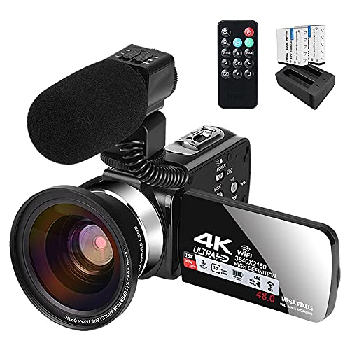 Video Camera YouTube Camera for Vlogging 4K Webcam 30FPS 16X Digital Zoom Recorder Video Cameras 3.0 Inch Touch Screen Cameras for Photography with Two Batteries