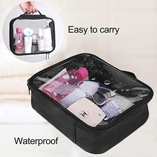 Clear Travel Toiletry Bag, TSA Approved Travel Bag 21 x 17 x 7.6cm Portable Waterproof PVC Toiletries Transparent Bag Makeup Organizer Case Travel Business Bathroom for Men and Women (2 Set)