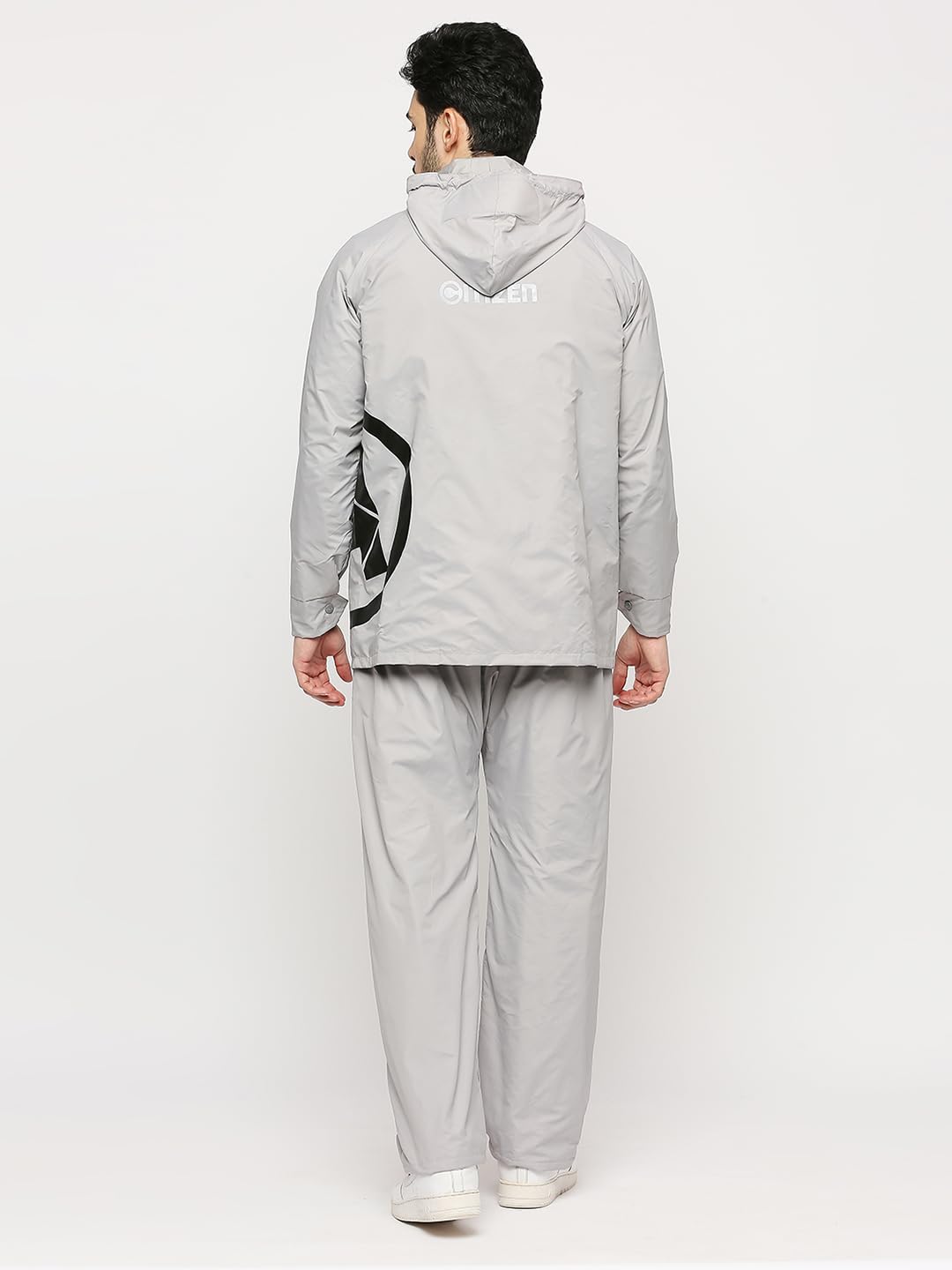 Citizen Avengers Reversible Raincoat for Men with Waterproof Pant, Inbuilt Hood | Durable & Lightweight Rainsuit | Light Grey, XL - Image 9 thumbnail