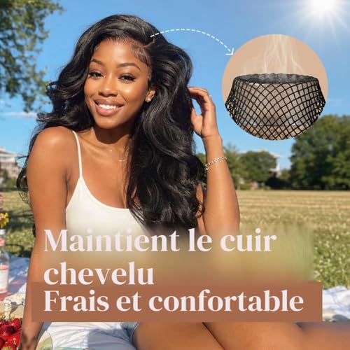 Dreamlover Filet cheveux noir en maille, bonnet de perruque, 3 Pièces – vue 2