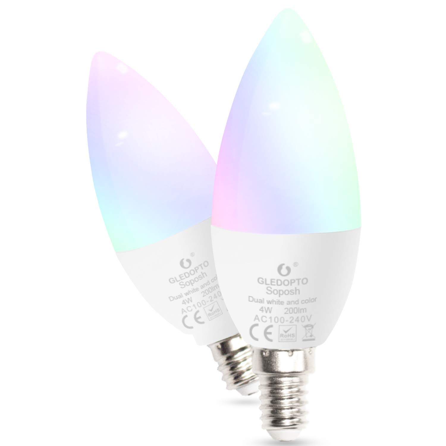 GLEDOPTO ZigBee Candle Bulb 4w Led Small Edison Screw Candle Bulb Smart Candle Light Bulb Dimmable RGB CCT Colour LED Bulbs Compatible with Amazon Echo Plus Echo Show Alexa SmartThings Lightify etc,Pack of 2
