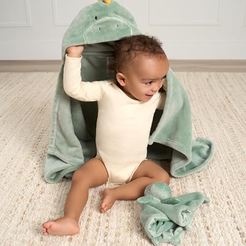Image of Gerber Baby Unisex Hooded Wearable Blanket & Security Blanket Set, Dino Time, One Size