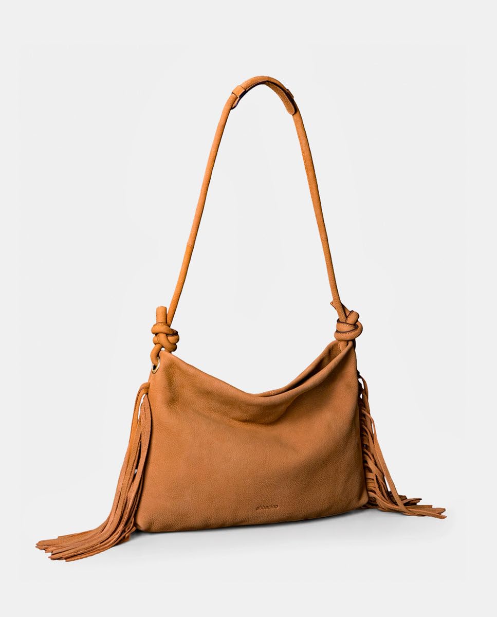Abbacino Bolso de hombro en piel con flecos cognac Marrones