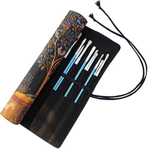 Durable Canvas Artist Brush Holder Draw Pen Watercolor Roll Up Brush Bag Case