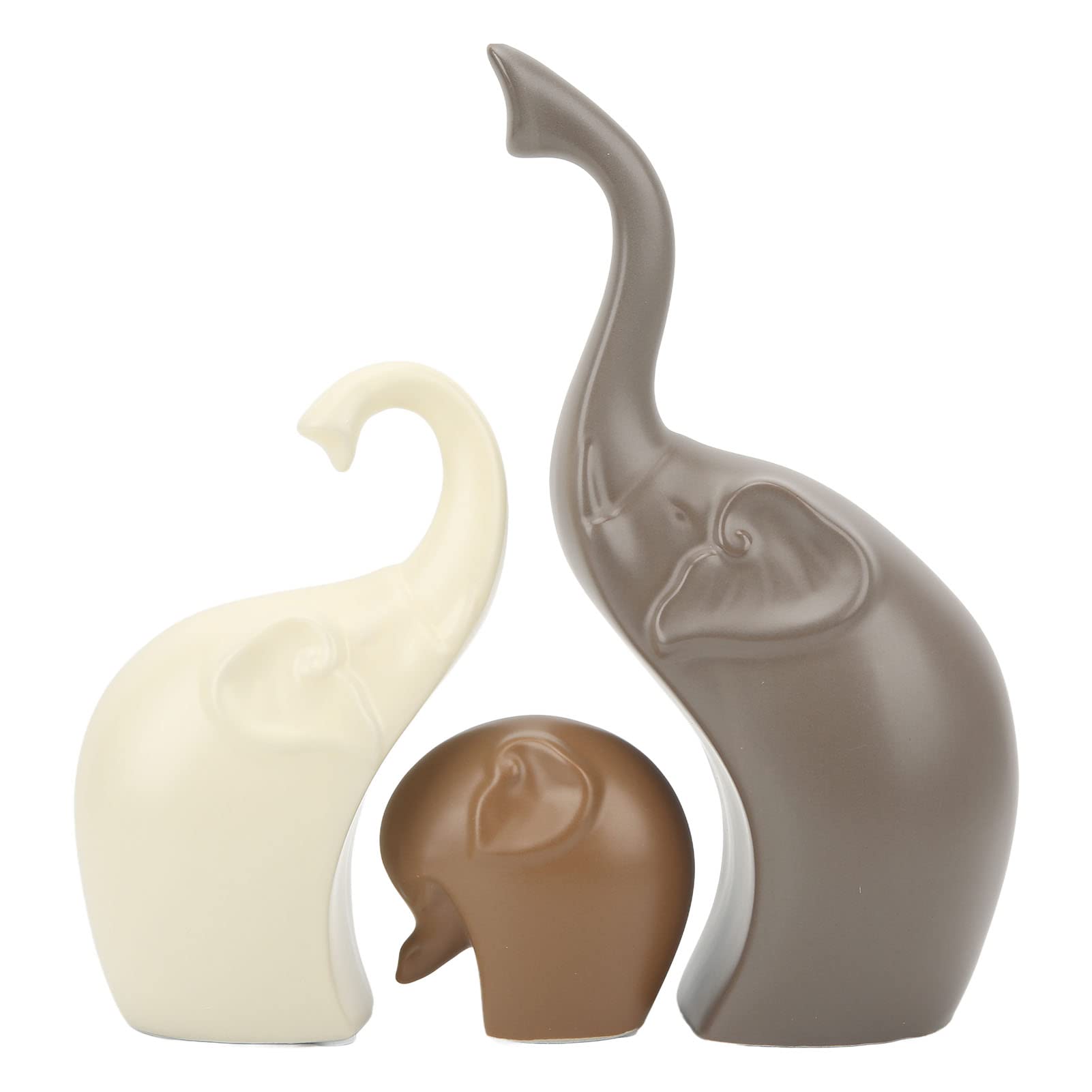 Scultura di Elefante in Ceramica Bianca da 3 Pezzi, Decorazioni Realistiche per la Casa, di Compleanno per la Libreria del Desktop 'Ufficio