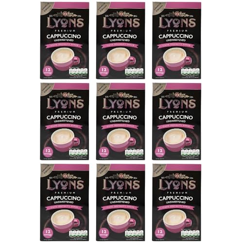 Premium Instant Coffee Sachets Individually Wrapped Gluten-Free Vegetarian Coffee Bag with Mug (9X 12Sachets, Unsweetened Cappuccino)