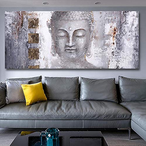 Art Bouddha peinture grand format pour créer une ambiance zen et apaisante dans le salon