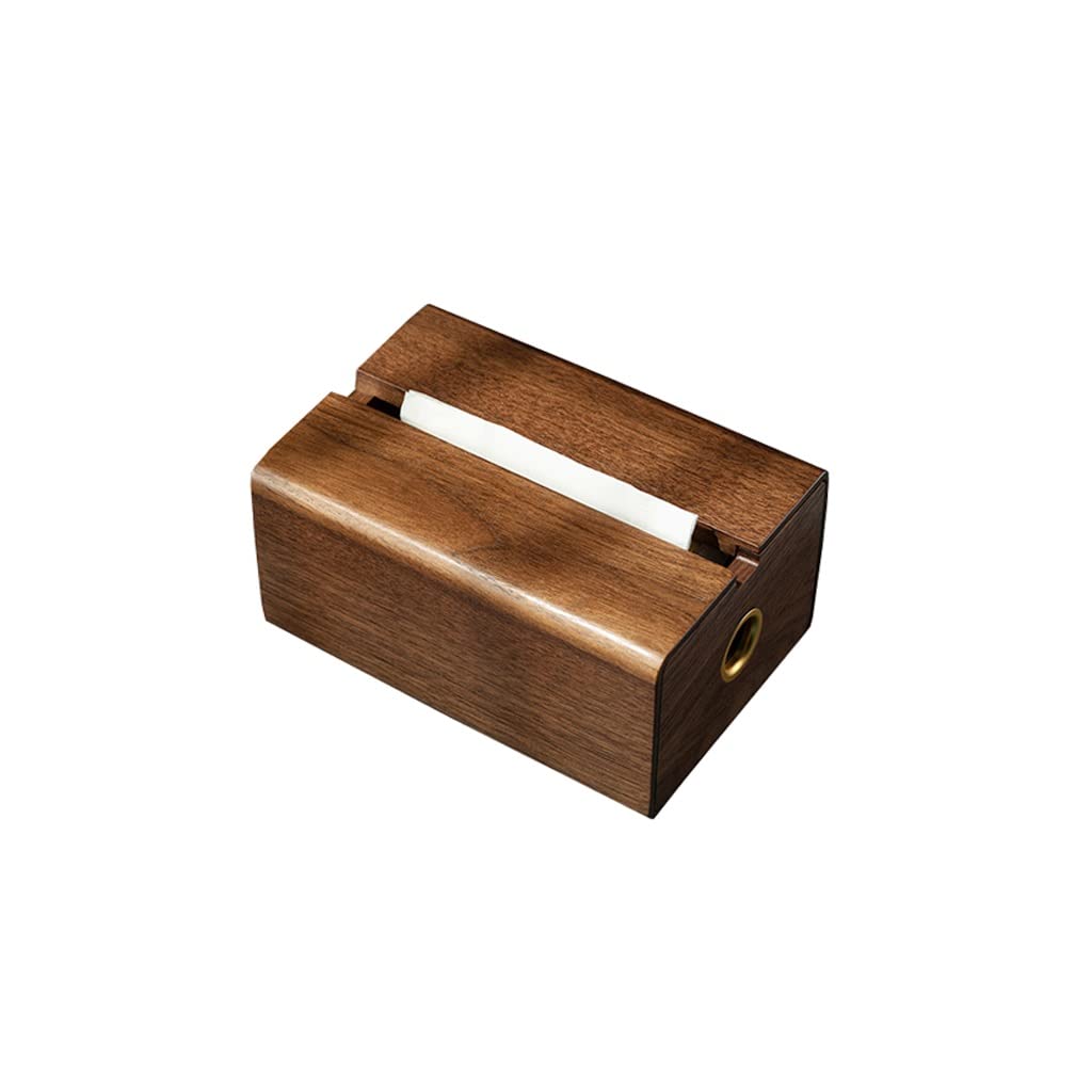 صندوق مناديل لغرفة المعيشة وغرفة الطعام وطاولة قهوة إبداعية من خشب الجوز الأسود وصندوق درج نحاسي عالي الجودة