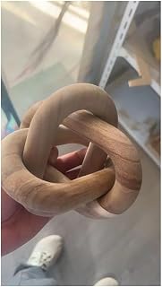 Book Shelf Decor Items - Acacia Wood Chain Link for Home, Coffee Table, Bookshelf Decors, Sculpture for Shelves, Wooden Decorative Objects, Link Ornament, Living Room Accents