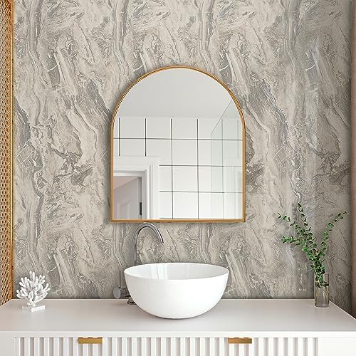 VaryPaper Peel and Stick Grey Beige Marble Effect Wallpaper 40cmx200cm Marble Contact Paper for Kitchen Countertops Marble Sticky Back Plastic Marble Vinyl Wrap for Furniture Worktop Vinyl Covering