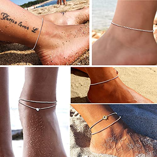 Prosilver Ankle Chains Bracelets For Women Adjustable Chain Anklet Sterling Silver Beaded Anklets #TOP1