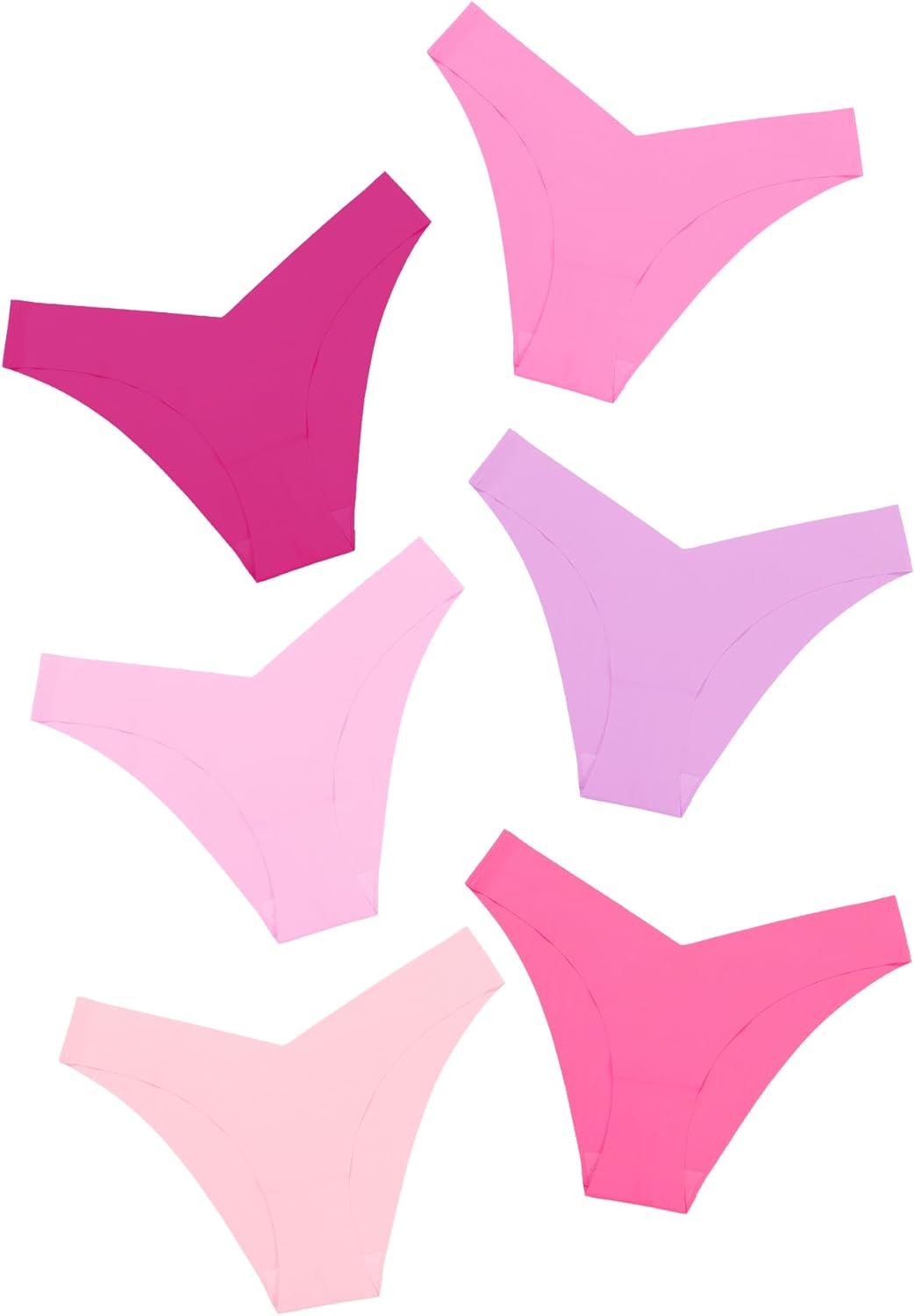 DEANGELMON Women Seamless Bikini Cheeky Underwear Invisible No Show Panties V-Waist Hipster Ladies Soft Stretch Multi Pack(6P12,L)