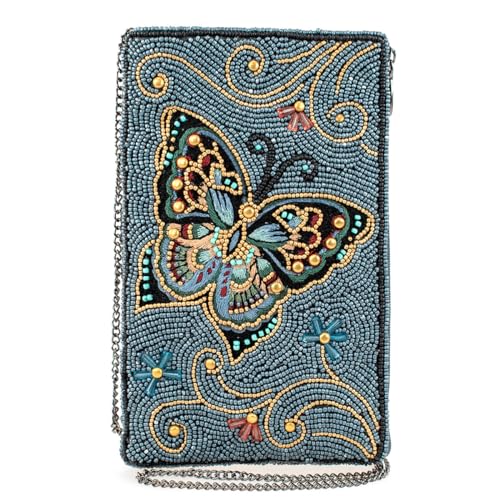 Mary Frances Butterfly Beaded Crossbody Cell Phone Bag Clutch Novelty Evening Purse, Multicolor