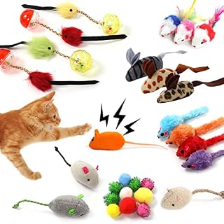 PietyPet Cat Toys Balls Catnip Mouse Toys for Cat, Furry Mice with Catnip, Kitten Ball Toys, Kitten Catnip Toys, Cat Mouse Toys for Indoor Cats Kitten, 28PCS