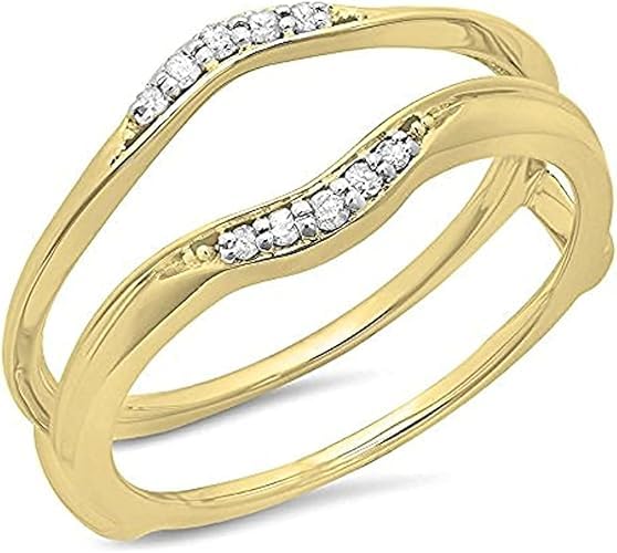 Drizzle Jewels 1.00Ct Round Cut Lab Created Diamond 14K Yellow Gold Plated Wedding Band Enhancer Ring (Yellow, 6.5)