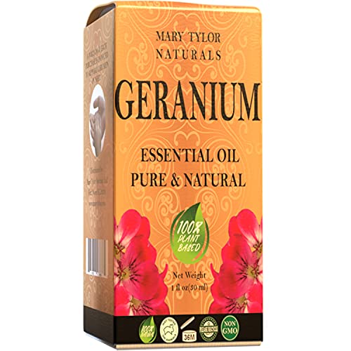 Geranium Essential Oil (4 oz), Premium Therapeutic Grade, 100% Pure and Natural, Perfect for Aromatherapy, Relaxation, Improved Mood and Much More by Mary Tylor Naturals