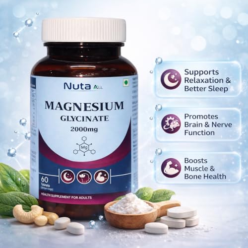 Image of Magnesium Glycinate 2000mg | Highly Bioavailable Magnesium Tablets for Sleep, Muscle Relaxation & Stress Support | 120 tablets