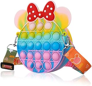 FANTESI Fidget Bag Toys Pop Purse, Poppet Push Bubble Crossbody Shoulder Bag Sensory Toy Handbag Stress Relief Silicone Bag for Girls Kids
