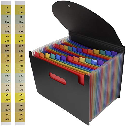 iGadgitz Home U7105 Carpeta Clasificadora Expansible A4 Archivador Acordeon -Negro -25 Bolsillos Cover