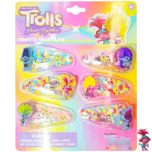 Luv Her Magical Confetti Hair Clips for Kids - 6pc Cute Character Charms Hair Accessories with Favorite Luv Her Characters, Ages 3+