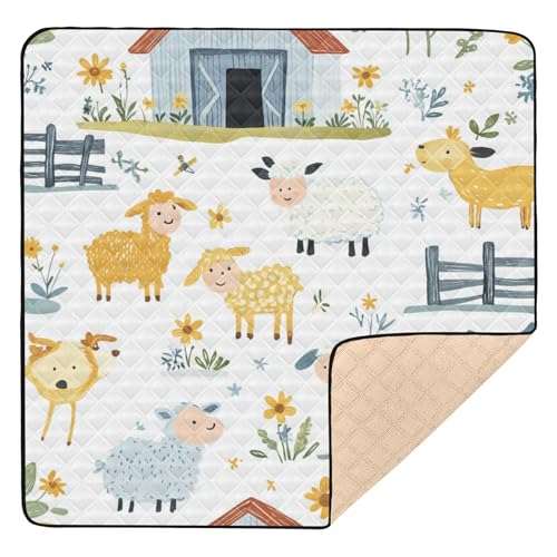 Kigai Farm Animals Baby Play Mat for Floor and Playpen 50x50 inch Non-Slip Baby Activity Playmat Waterproof Foldable Crawling Mat for Infants Toddlers