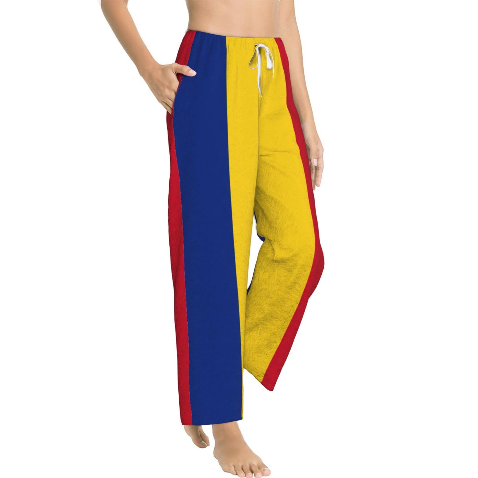 Flanell-Pyjamahose für Damen, Motiv: Flagge von Rumänien, warm, bequem, für Urlaub, Weihnachten