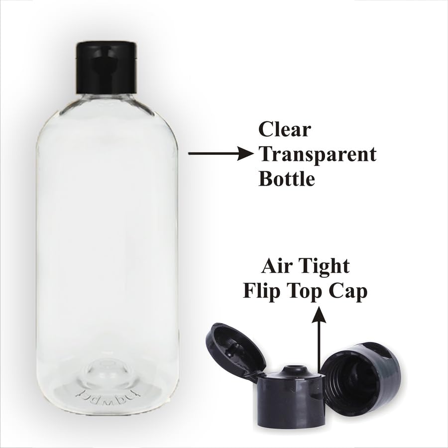 Thinqkart Select 300ml Empty Clear Plastic Bottles Refillable Travel Size Cosmetic Containers Squeeze Bottles With Black Flip Cap For Toiletries, Shampoos, Lotions, Creams Pack of (8) - Image 2 thumbnail