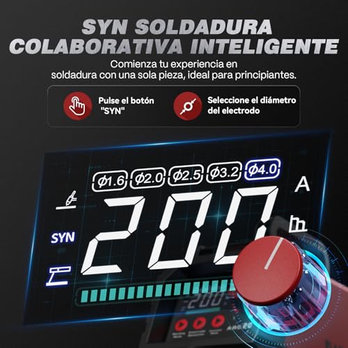 Miniatura 2 de Arccaptain Soldador Inverter De 200 A Con Pantalla Led Grande, Maquina De Soldar Tig Arc Lift Con Control Sinérgico, Inversor Igbt, 230v Grupo De Soldar Mma Con Hot Start, Arc Force