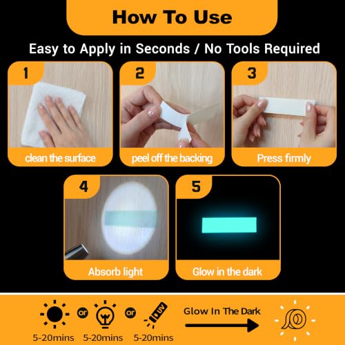Image of High Brightness Glow in the Dark Tape for Safety Marking, Art Craft DIY, Halloween Deco and Party Accessories. Non-Toxic Adhesive, Waterproof Rechargeable Luminous Tape Blue-Green Light (2 in X 30 ft)