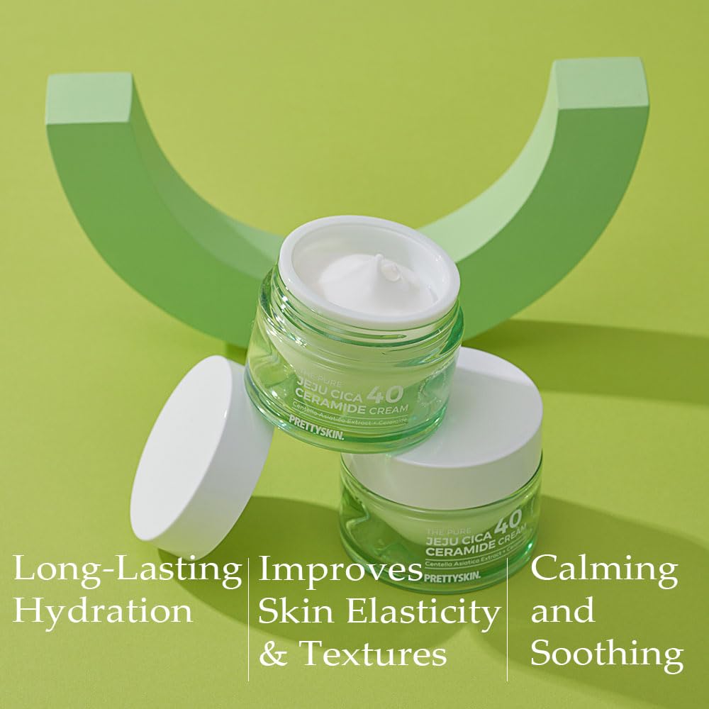 PRETTYSKIN Centella Asiatica 40% Gel Cream–Korean Face Moisturizer with Hyaluronic Acid, Ceramide NP & Shea Butter–Lightweight, Non-Sticky Hydration for Sensitive, Dry & Combination Skin (1.75 fl oz) - Image 3
