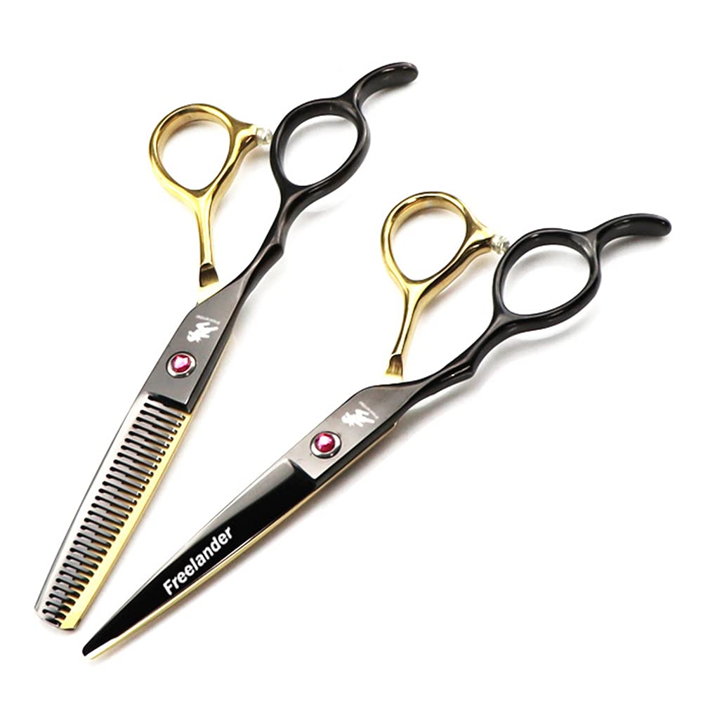 Linkshänder-Friseur-Schere-Set, Edelstahl Gerade Schere & Verdünnung Schere, Japanischer Edelstahl 6,0 Zoll, Für Barber, Salon, Zuhause