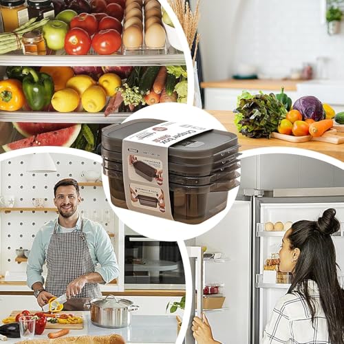 Image of StyleX Store Food Storage Containers | Multipurpose Stackable Kitchen Storage Boxes | Airtight Refrigerator Organizer for Fruit, Vegetables, Cereal, and Snacks (Black-Set of 3)