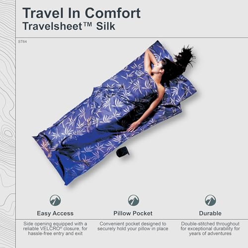 Image of COCOON Insect Shield Silk TravelSheet | Built-in Insect Shield protection, Breathable travel sleep sack, Compact sleeping bag liner for camping and hostels