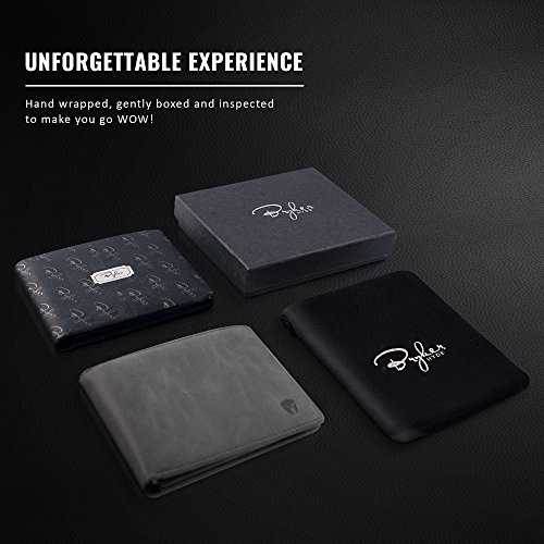 2 ID Window RFID Wallet for Men, Bifold Top Flip, Extra Capacity Travel Wallet (Slate Gray - Distressed Leather, Medium)