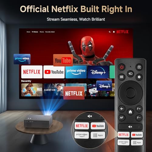 undefined 4K Projector with Netflix& Dolby Audio, 1200ANSI Auto Focus&6D Keystone Kogata Smart Projector with Built in Apps Outdoor Movie Proyector with WiFi 6 Bluetooth for Home Theater UPGRADE の商品画像 2