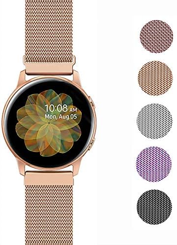 JOHIPI Compatible with Samsung Galaxy Watch 4 40mm 44mm/Watch 4 Classic 46mm 42mm/Watch 5 40mm 44mm Pro 45mm/Active 2/Watch 42mm/Watch 3 41mm/Active 40mm Bands, 20mm Stainless Steel Mesh Loop Strap (Rose Gold)