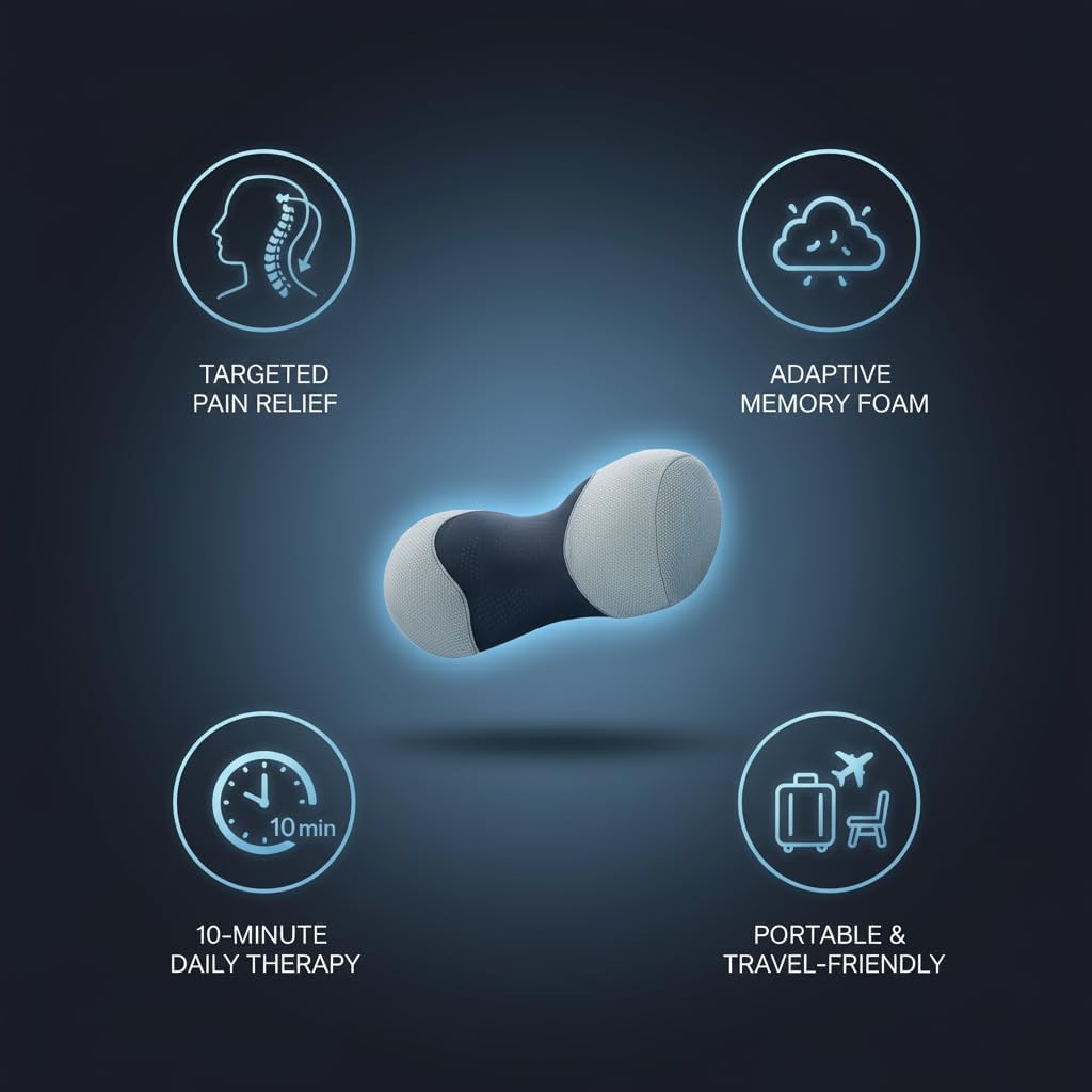 Cervical Neck Roll Traction Pillow | Neck Shoulder Muscle Relaxer | Cervical Spine Alignment & Tension Relief | No More Neck Pain | Breathable Pillowcase, Memory Foam, Odorless, Small - Image 5