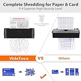 VidaTeco Cross-Cut Shredder, Heavy Duty 6 Sheet Shreds Paper/Card/Staple/Clip Paper Shredder for Home Office, High-Security Level P-4 5-Minute Continuous Shredding 11.5L Liftout Basket Black - Image 5