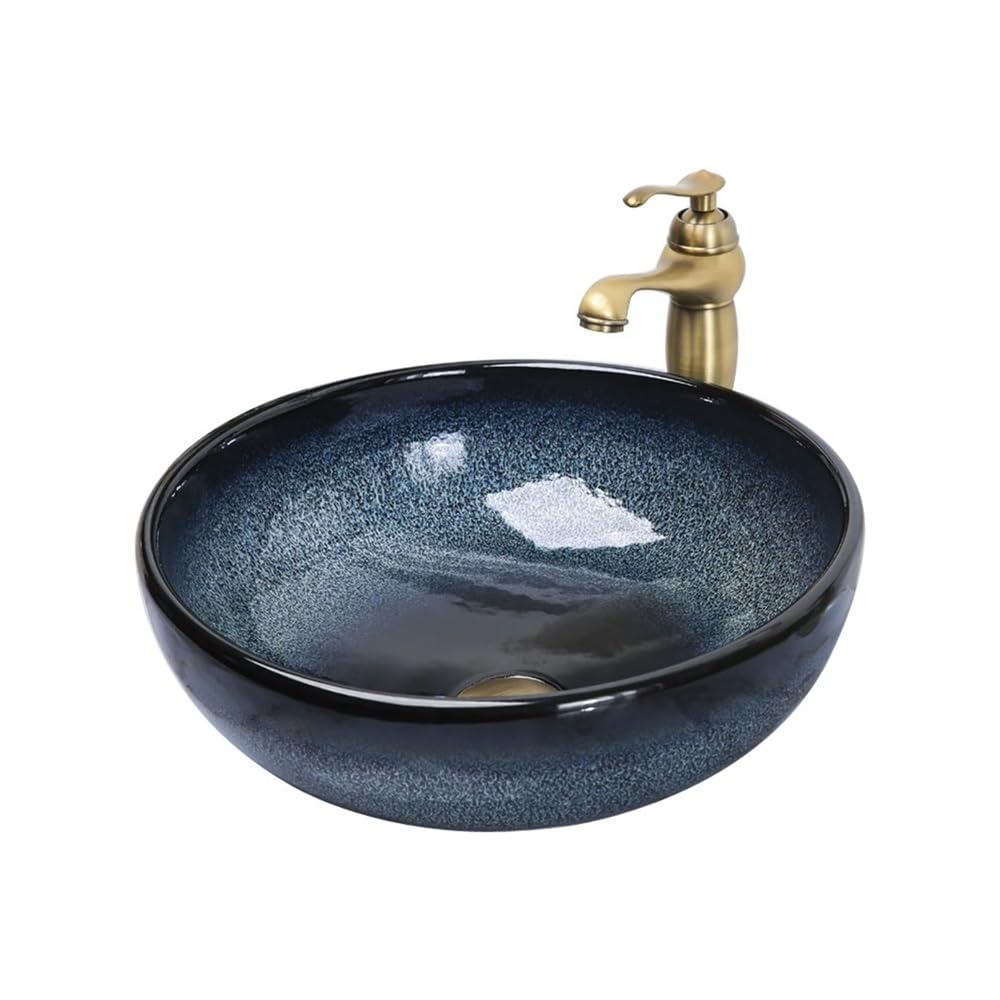 Hhmmei2024-23 Basin Sink Small Balcony Apartment Countertop Wash Basin Ceramic Home Bathroom Sink Vessel Bowl
