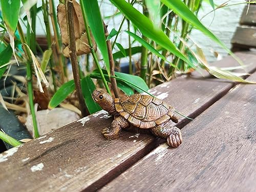WOO MANTO Schildkröte Figur 6,5cm lang - kleine Tierfigur aus Harz, Dekofigur für Garten/Indoor Flaschengarten Miniteich