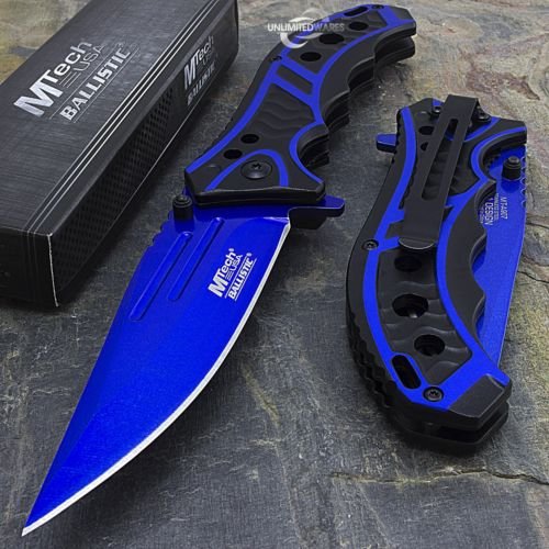 SairusPlay MTECH USA 8.25" BLUE SPRING ASSISTED TACTICAL FOLDING POCKET KNIFE Assist Open