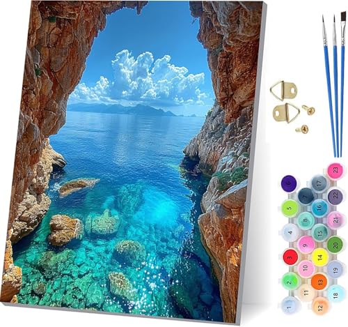 風景 数字油絵 DIY Paint by Numbers for Adults 雲 手作りキット子供初心者 塗り絵 数字 キット ブラシとアクリル絵の具が入 ペイントバイナンバー 大人のクラフトアクティビテ ホーム オフィス装飾 女性へのギフト 70x95