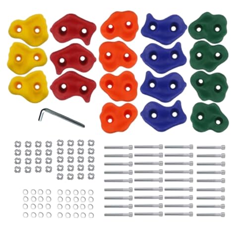 Image of Multisize Rock Climbing Holds Play Set for Kids, Adult Wall Climbing Stone for DIY Children Playground Wall /Wood Block, Pack of 18