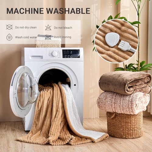 Image of Heated Blanket Electric Queen, Soft Flannel Heating Blanket with 8 Hours Auto Off 10 Fast Heating Levels Machine Washable Sherpa Heated Blanket with Overheating Protection