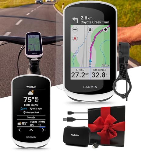 Garmin Edge Explore 2 (Power Mount) Bicycle Computer - Touchscreen & Easy to Use Cycling GPS, Maps & Traffic - Gift Box with PlayBetter Tempered Screens, Adapter, & Hard Case