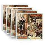 Lantern Press Ashland, Oregon, William Shakespeare Hamlet, Vintage Theater Advertisement (Absorbent Ceramic Coasters Set of 4 Matching Images, Cork Back, Kitchen Table Decor)