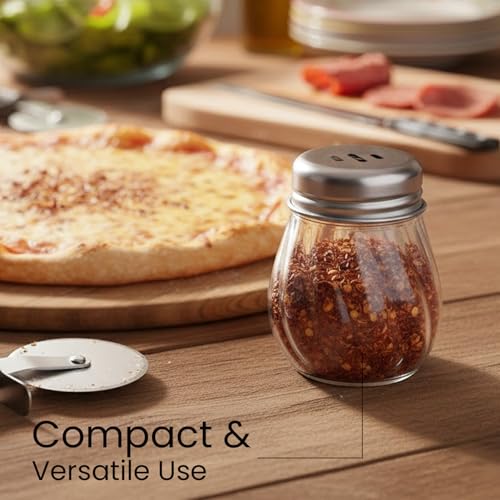 Image of Oblivion Spice Box 2 Pc - Oregano & Chilli Flakes Dispenser Set - Unbreakable Plastic Spices Shaker with Stainless Steel Lid - BPA-Free & Reusable Easy Pour Seasoning Jars for Dining Table